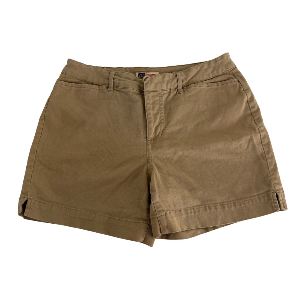 Womens Khaki Chino Shorts Brown Washed Creamed Coffee Size 6 Stretch Casual